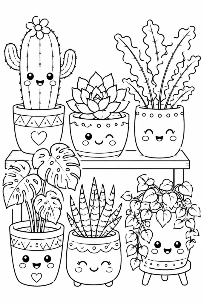 Plants Design 2 - Plants Coloring Pages Free Printable for Kids - Creative