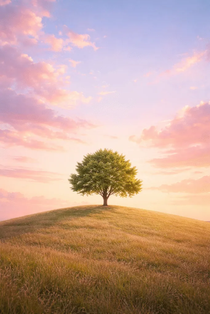 Serene hilltop under pastel skies - Mobile Wallpapers - Beautiful Dreamy Aesthetic