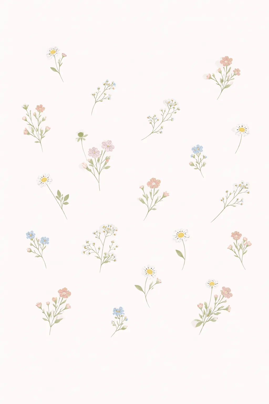 Soft pastel wildflower arrangement - Aesthetic Wallpapers for Mobile - Cute iPhone