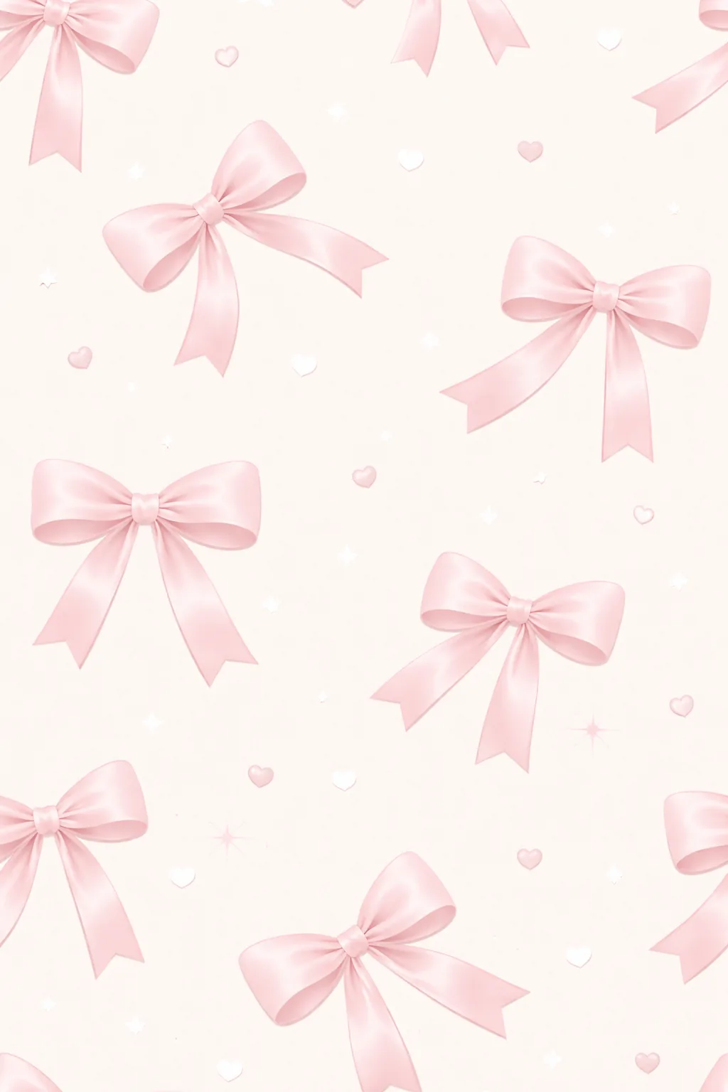 Soft pink bow pattern cream - Adorable Mobile Wallpapers for Mobile - Aesthetic