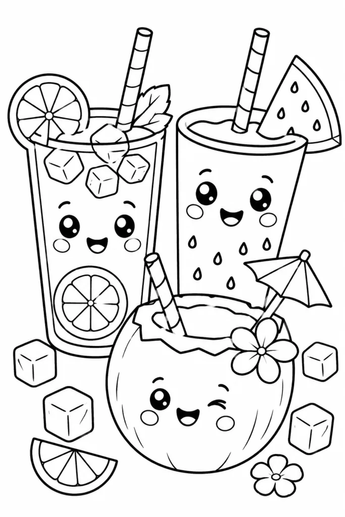 Summer drinks Design 5 - Summer Drinks Coloring Pages Free Printable for Kids (2)