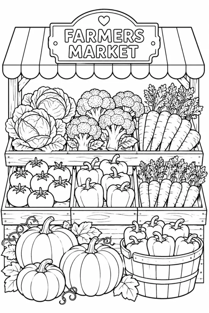 Vegetables Design 1 - Vegetables Coloring Pages Free Printable for Kids