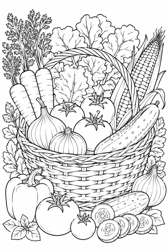 Vegetables Design 3 - Vegetables Coloring Pages Free Printable for Kids