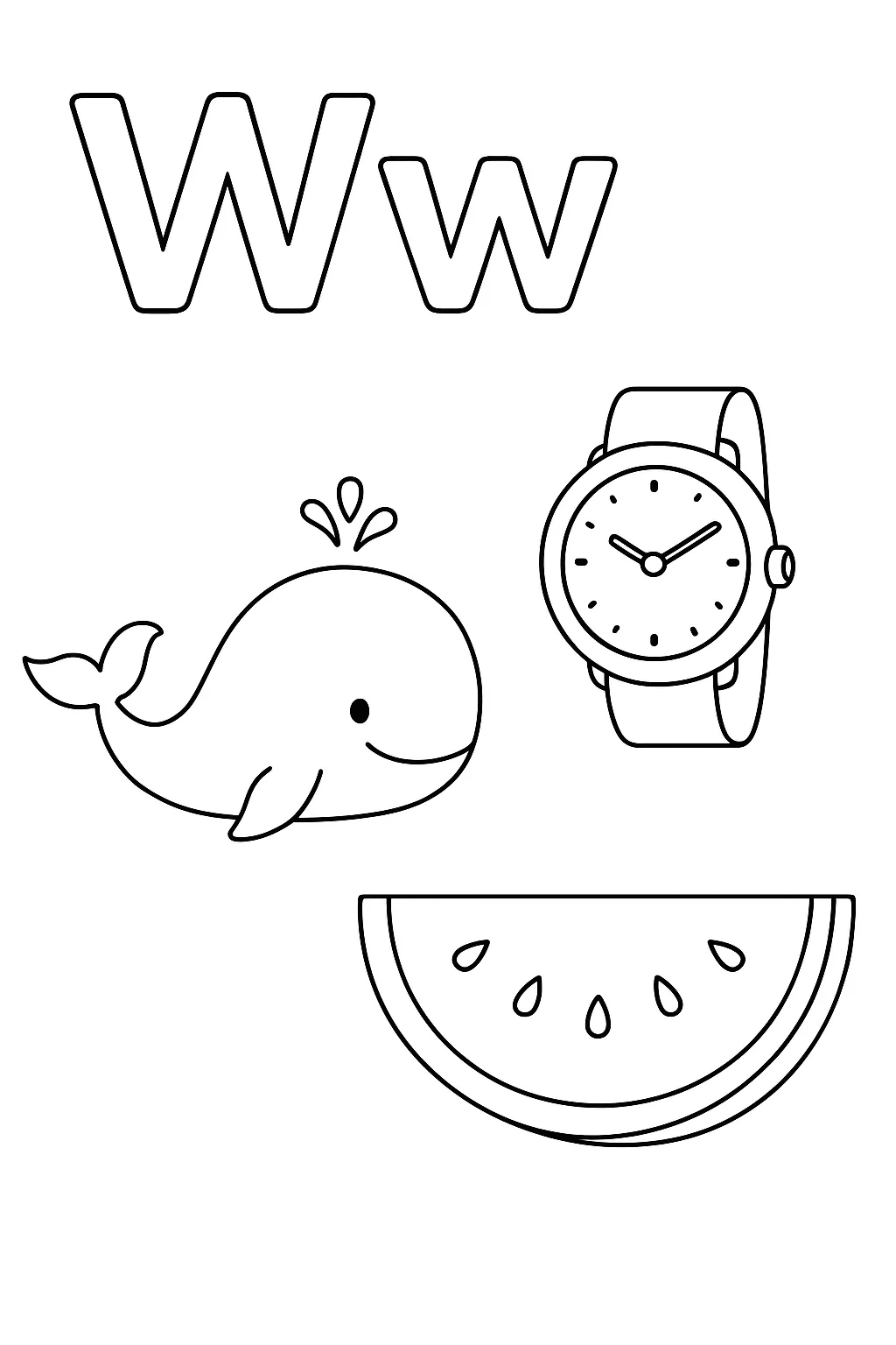 Watch whale watermelon - Free Printable Alphabet Coloring Pages/Book with Pictures (Ultimate Guide for Kids & Parents!)