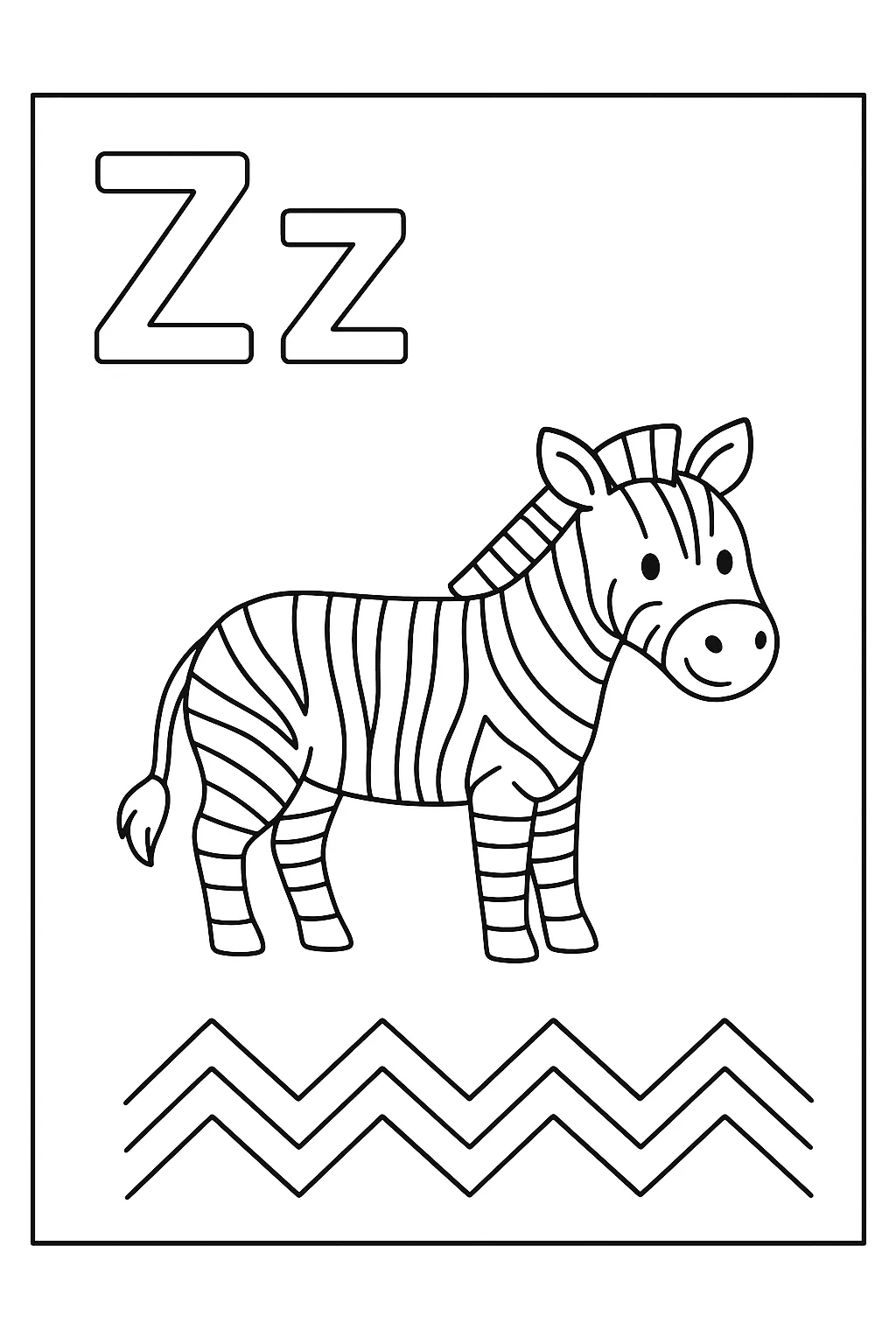 Zebra bold lines fun - Free Printable Alphabet Coloring Pages/Book with Pictures (Ultimate Guide for Kids & Parents!)