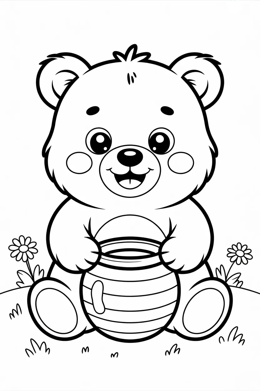 Adorable bear Design 2 - Adorable Bear Coloring Pages Free Printable - Cute