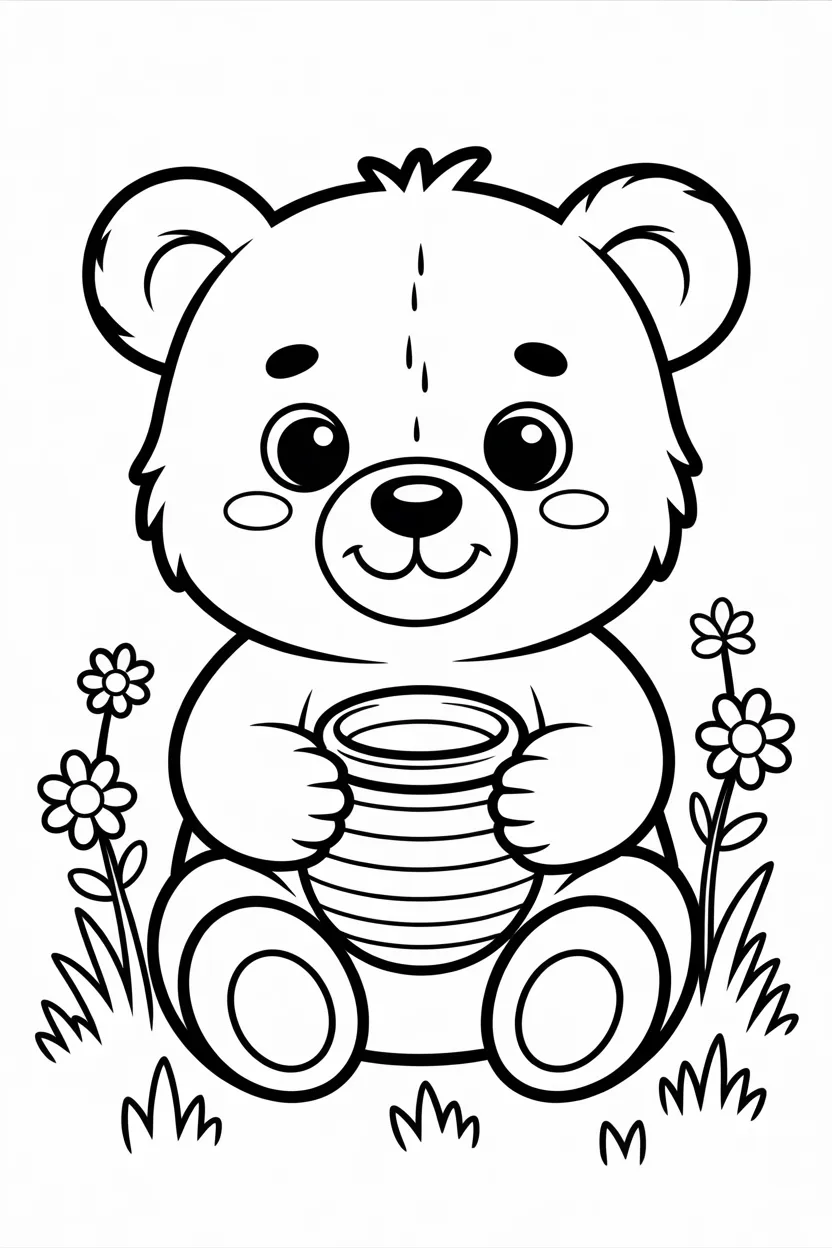Adorable bear Design 3 - Adorable Bear Coloring Pages Free Printable - Cute