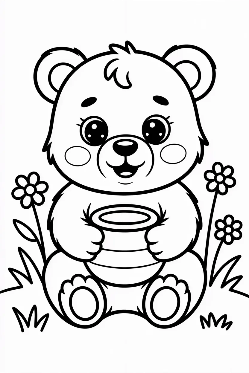 Adorable bear Design 4 - Adorable Bear Coloring Pages Free Printable - Cute