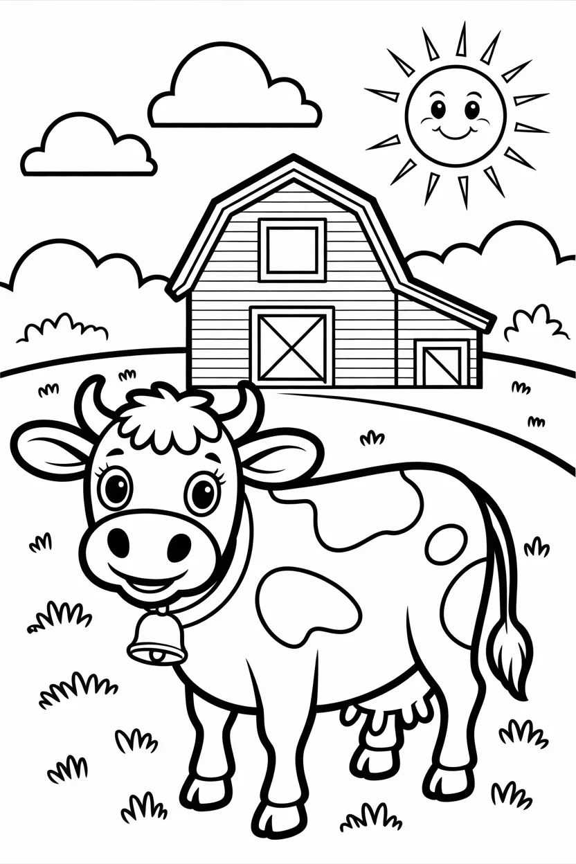 Adorable cow Design 1 - Adorable Cow Coloring Pages Free Printable for Kids - Cute