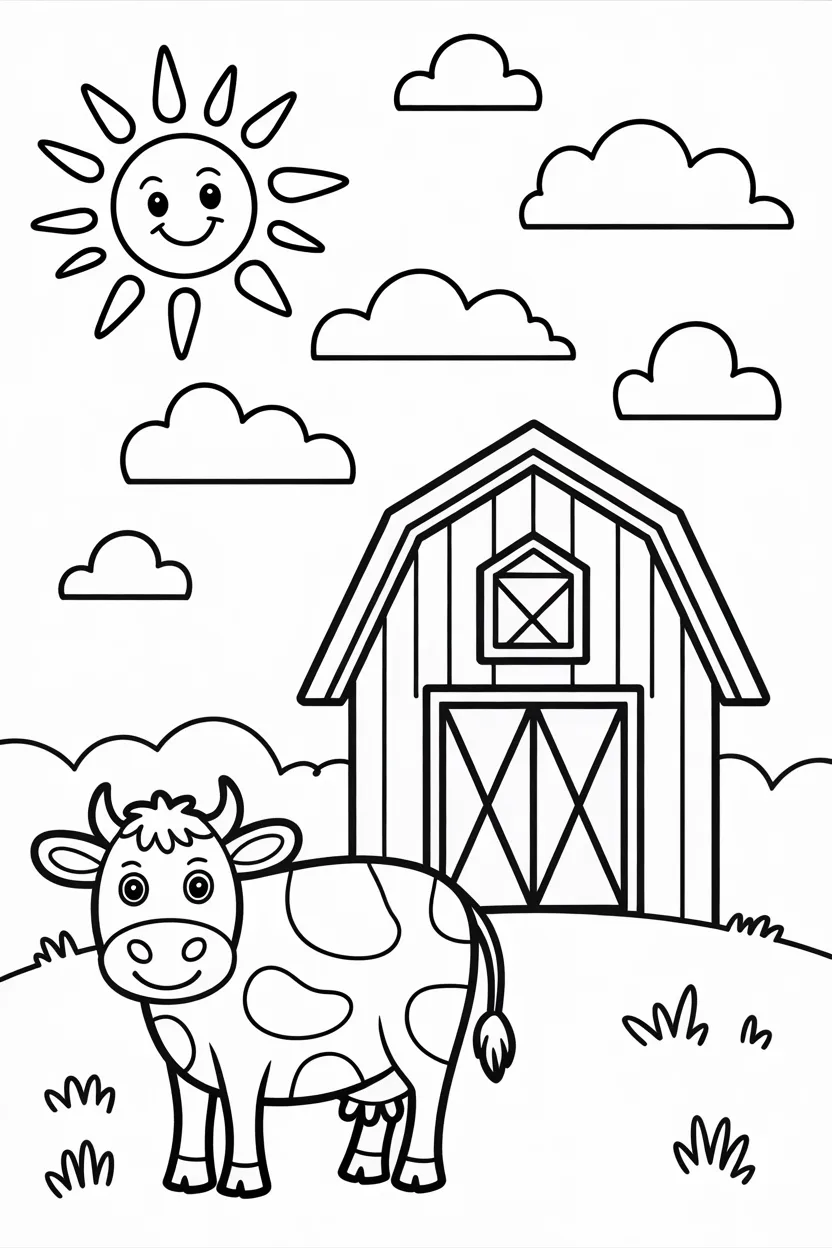 Adorable cow Design 2 - Adorable Cow Coloring Pages Free Printable for Kids - Cute
