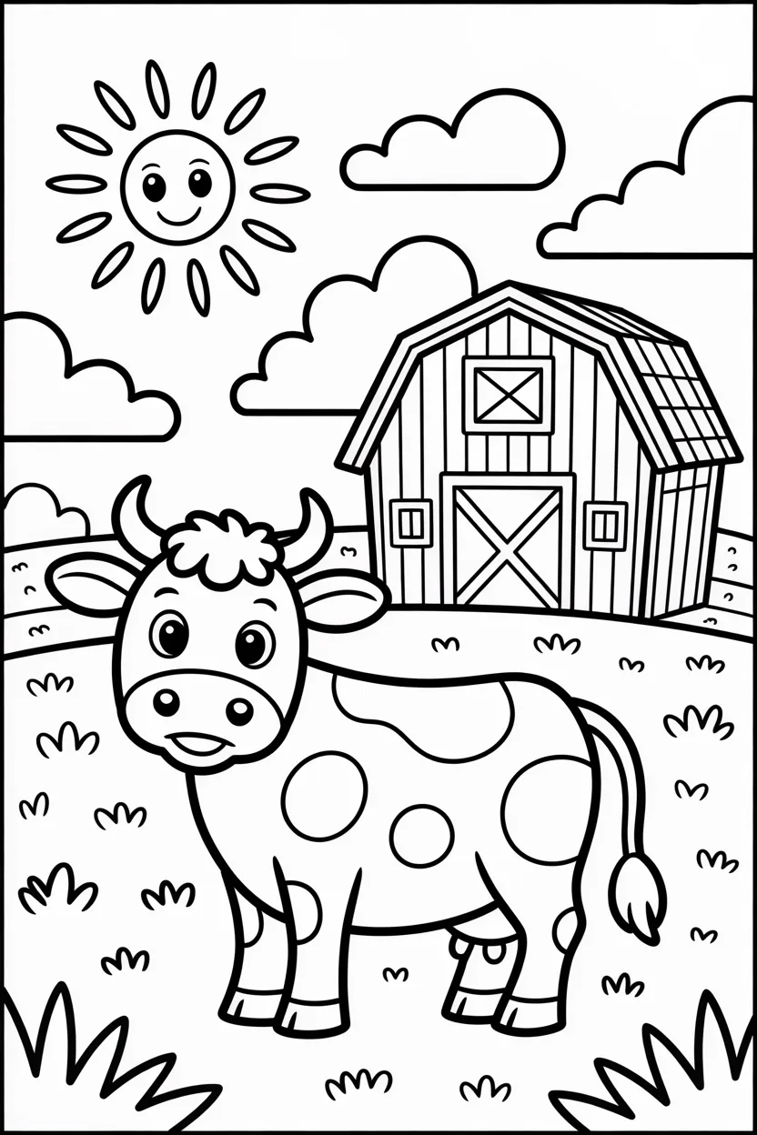 Adorable cow Design 3 - Adorable Cow Coloring Pages Free Printable for Kids - Cute