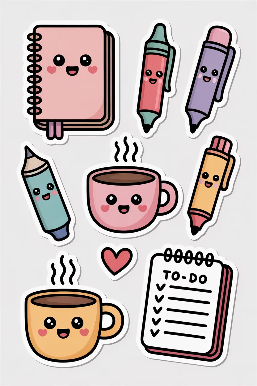 Adorable doodle stickers Design 3 - Adorable Doodle Stickers Free Printable - Cute
