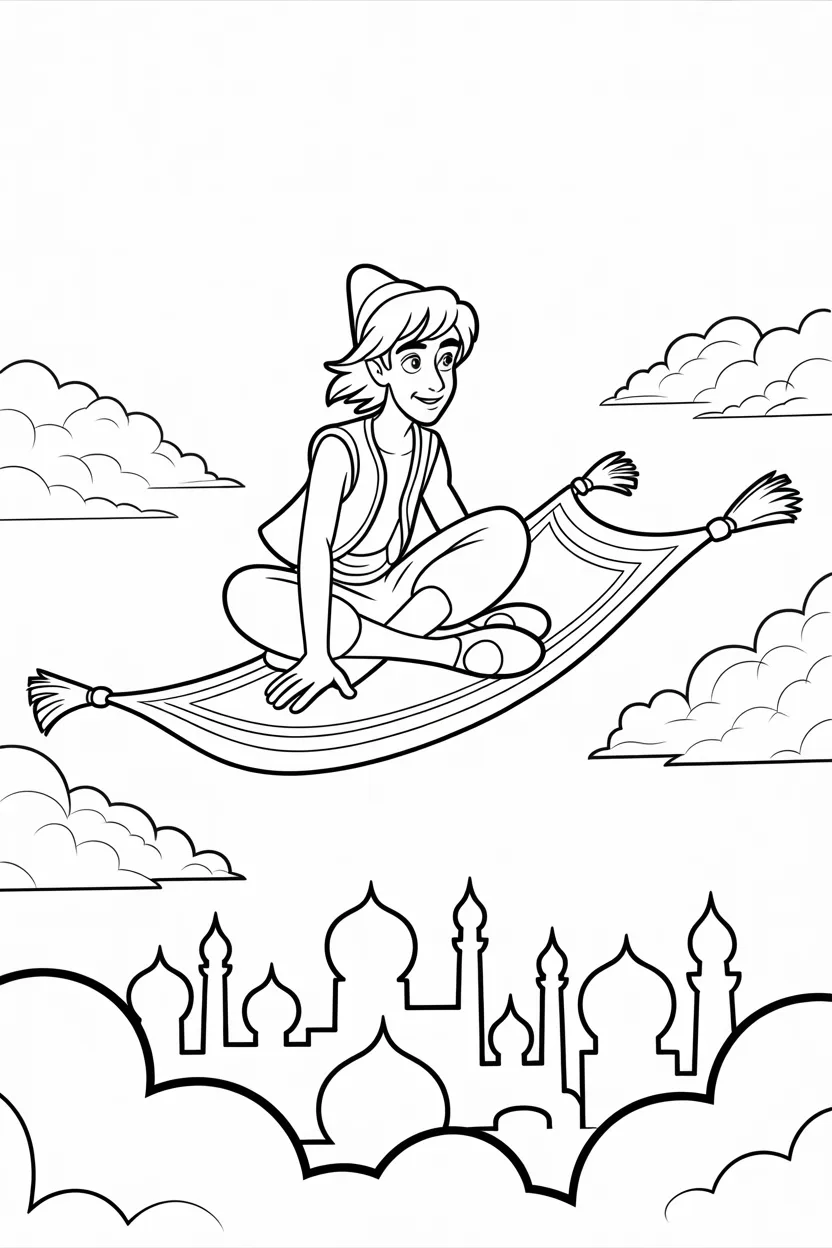 Aladin Design 1 - Aladdin Coloring Pages Free Printable for Kids - Magical