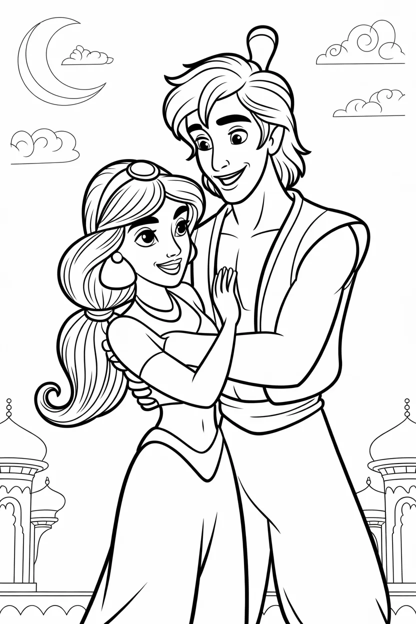 Aladin Design 1 - Aladdin Coloring Pages Free Printable for Kids - Magical (2)