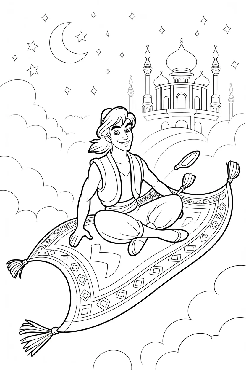 Aladin Design 1 - Aladdin Coloring Pages Free Printable for Kids - Magical (3)