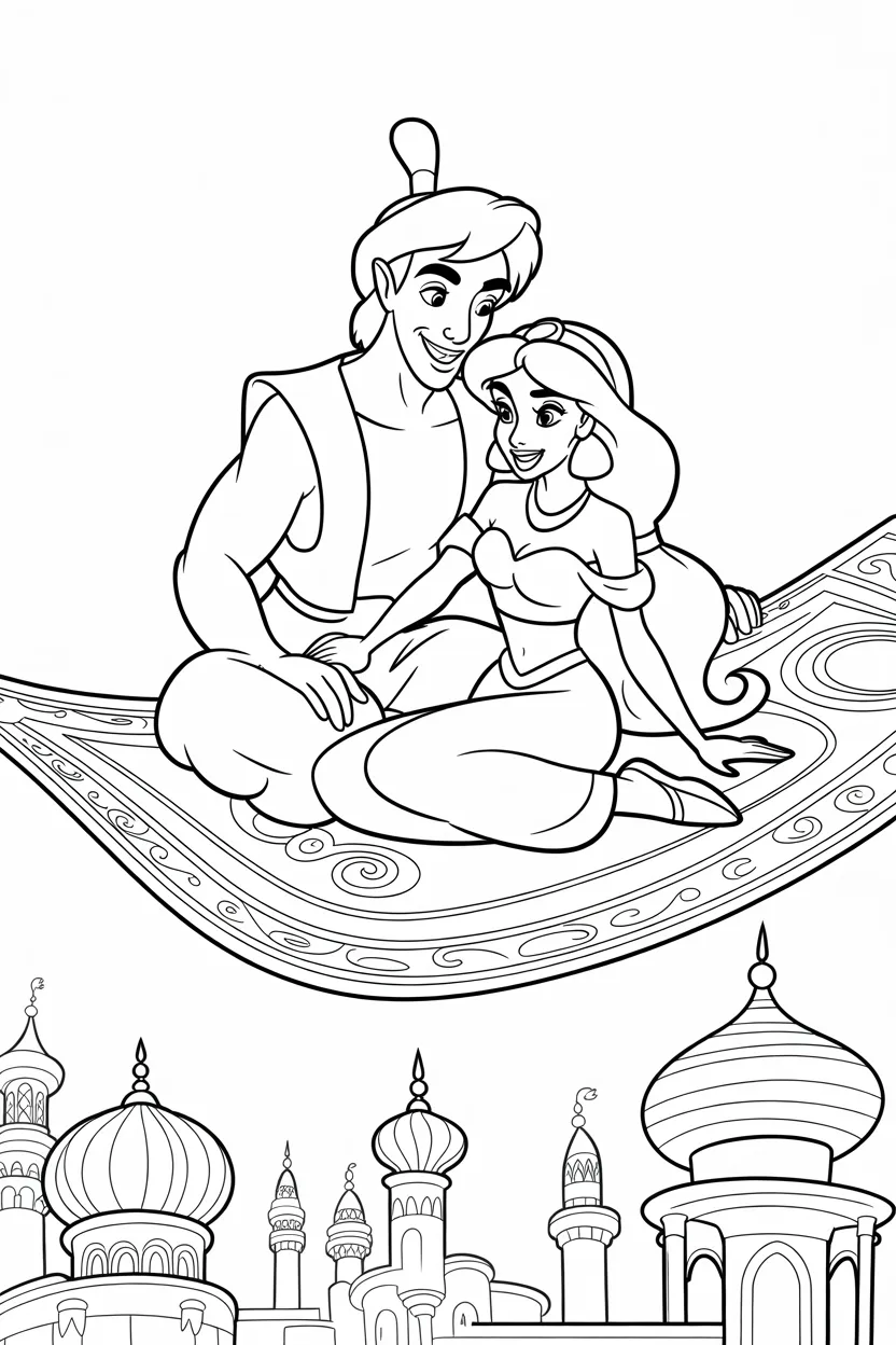 Aladin Design 1 - Aladdin Coloring Pages Free Printable for Kids - Magical (4)