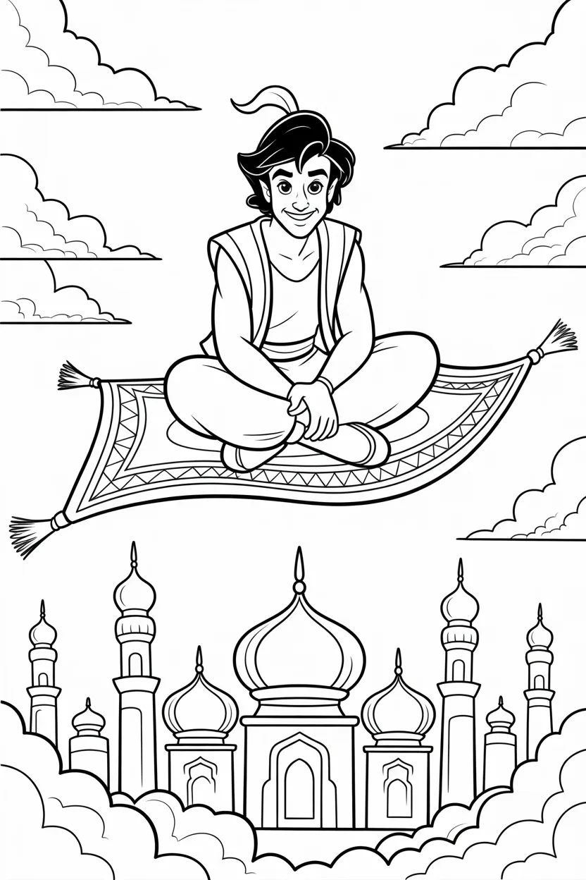 Aladin Design 5 - Aladdin Coloring Pages Free Printable for Kids - Magical