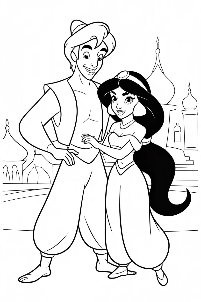 Aladin Design 6 - Aladdin Coloring Pages Free Printable for Kids - Magical