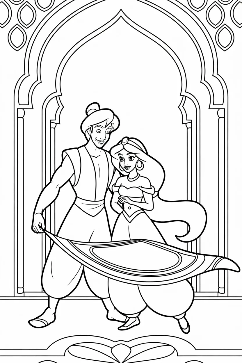 Aladin Design 8 - Aladdin Coloring Pages Free Printable for Kids - Magical
