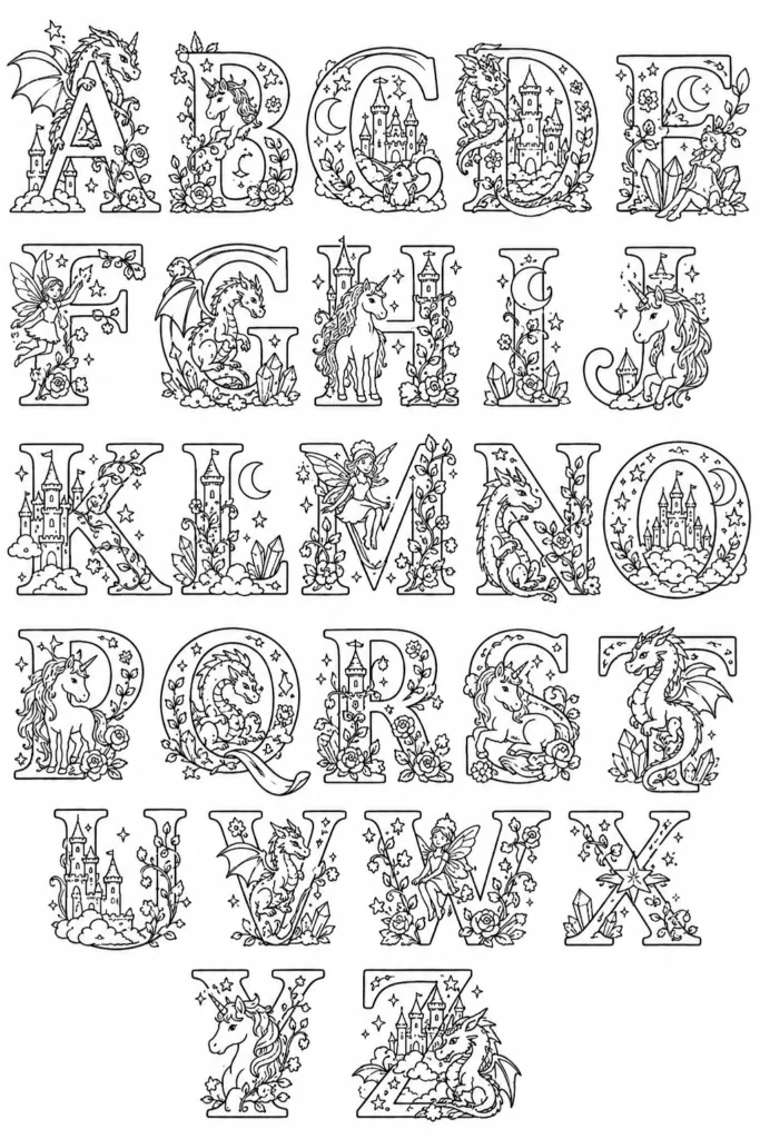 Alphabet Design 2 - Alphabet Coloring Pages Free Printable for Kids