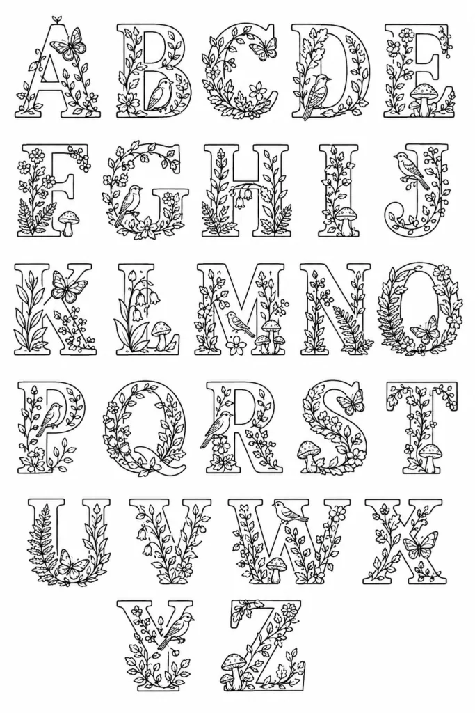 Alphabet Design 3 - Alphabet Coloring Pages Free Printable for Kids