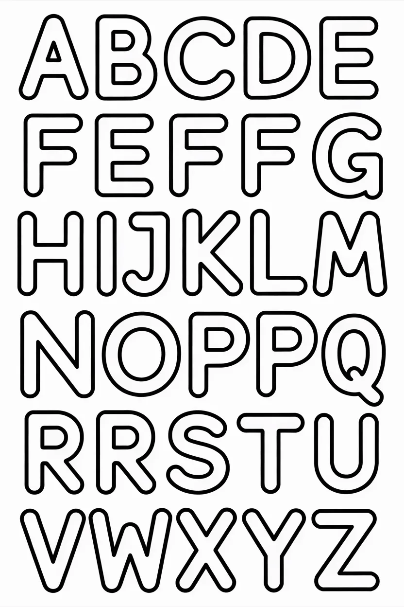 Alphabet Design 1 - Alphabet Set A to Z Coloring Pages Free Printable