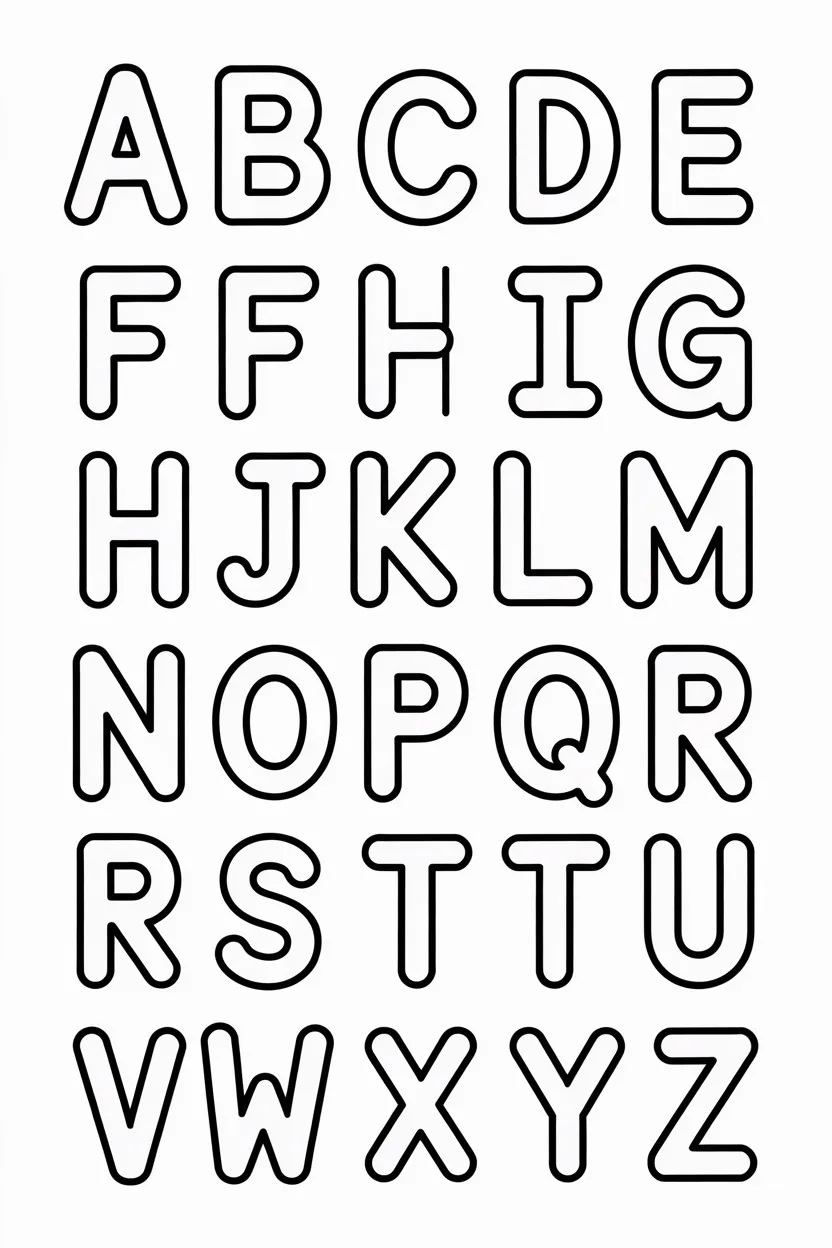 Alphabet Design 2 - Alphabet Set A to Z Coloring Pages Free Printable