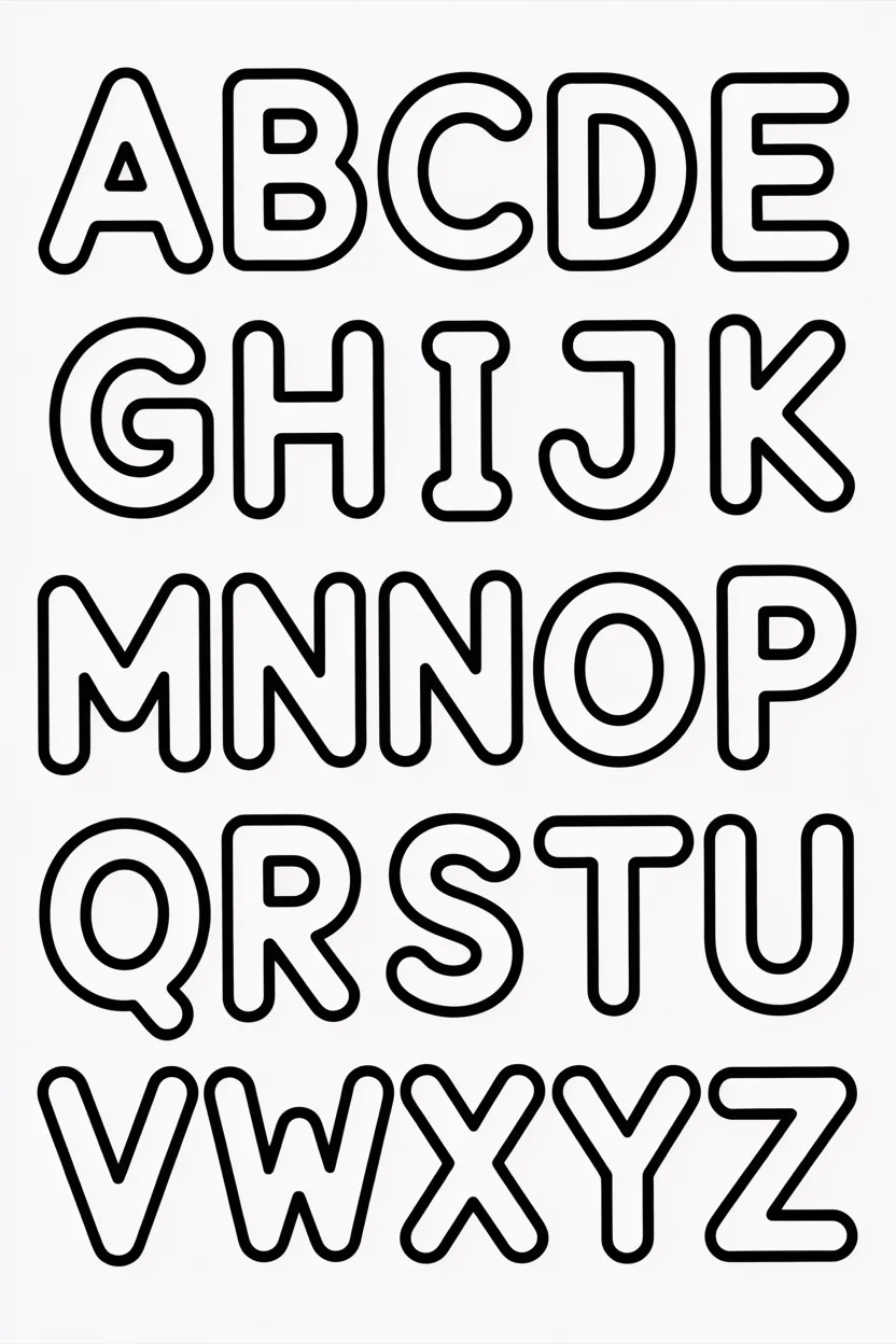 Alphabet Design 3 - Alphabet Set A to Z Coloring Pages Free Printable