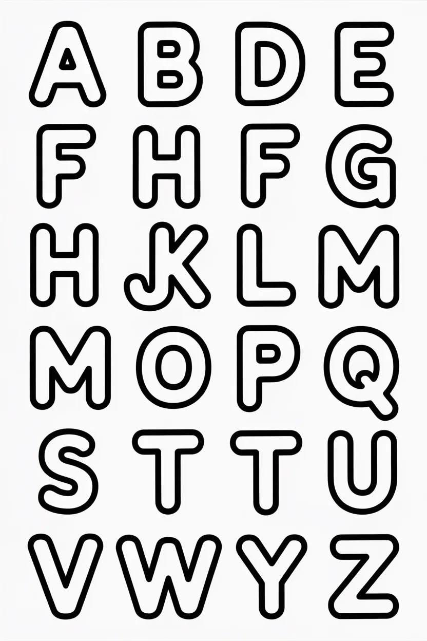 Alphabet Design 4 - Alphabet Set A to Z Coloring Pages Free Printable