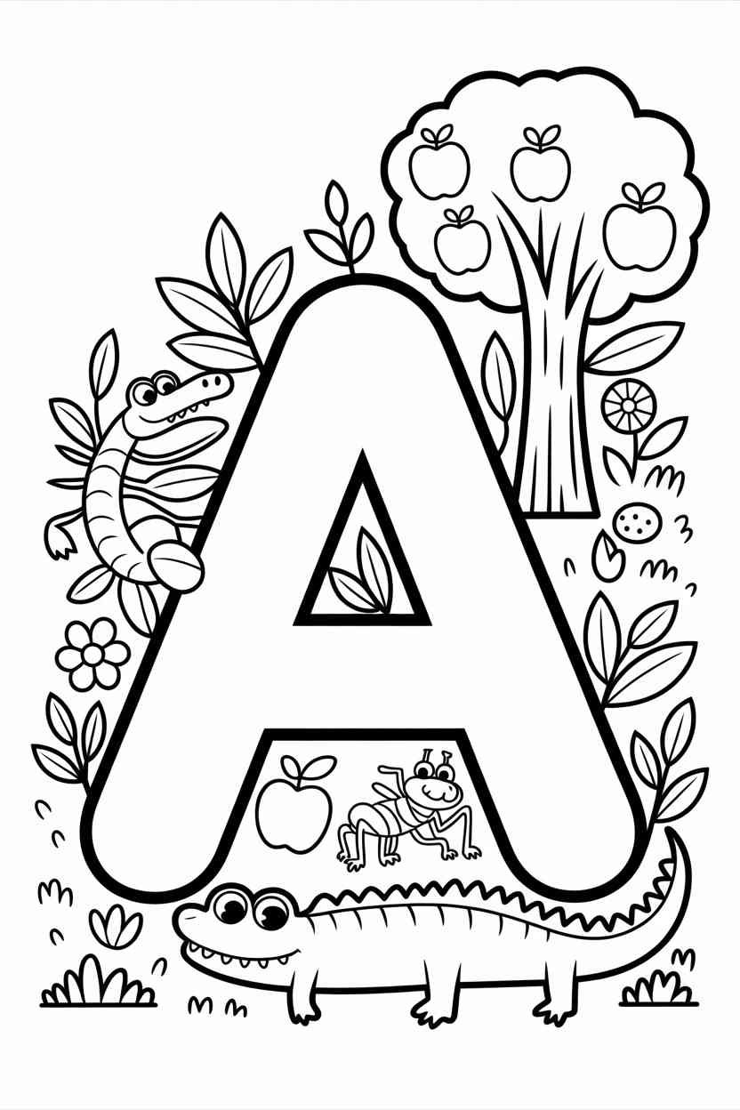Alphabet letter airplane - Alphabet Letter A Coloring Pages Free Printable for Kids