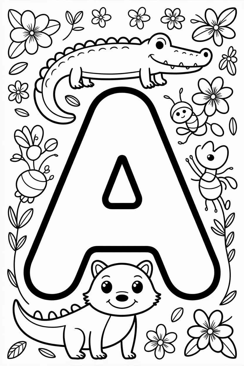 Alphabet letter alligator - Alphabet Letter A Coloring Pages Free Printable for Kids