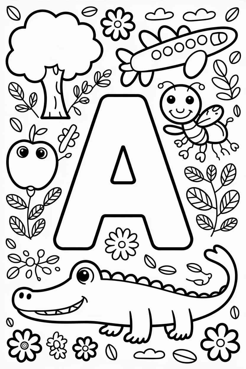 Alphabet letter ant - Alphabet Letter A Coloring Pages Free Printable for Kids