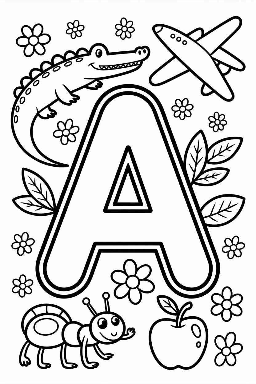 Alphabet letter apple - Alphabet Letter A Coloring Pages Free Printable for Kids
