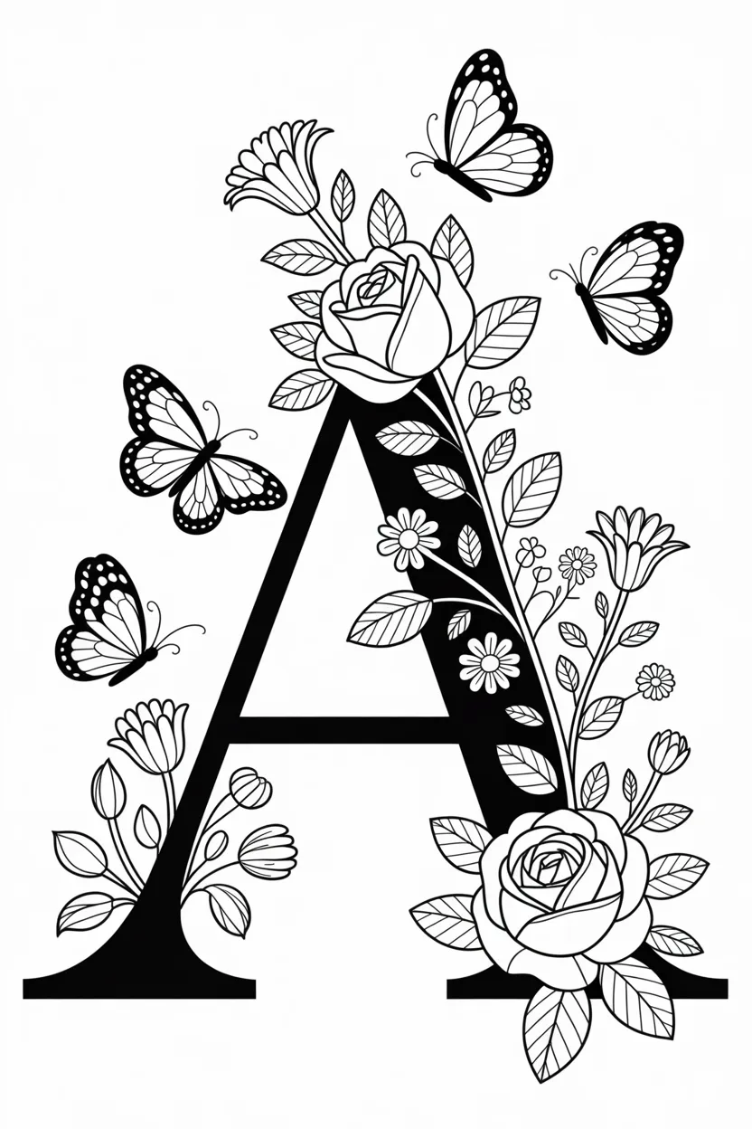 Alphabet letter umbrella ant - Alphabet Letter A Coloring Pages Free Printable for Kids
