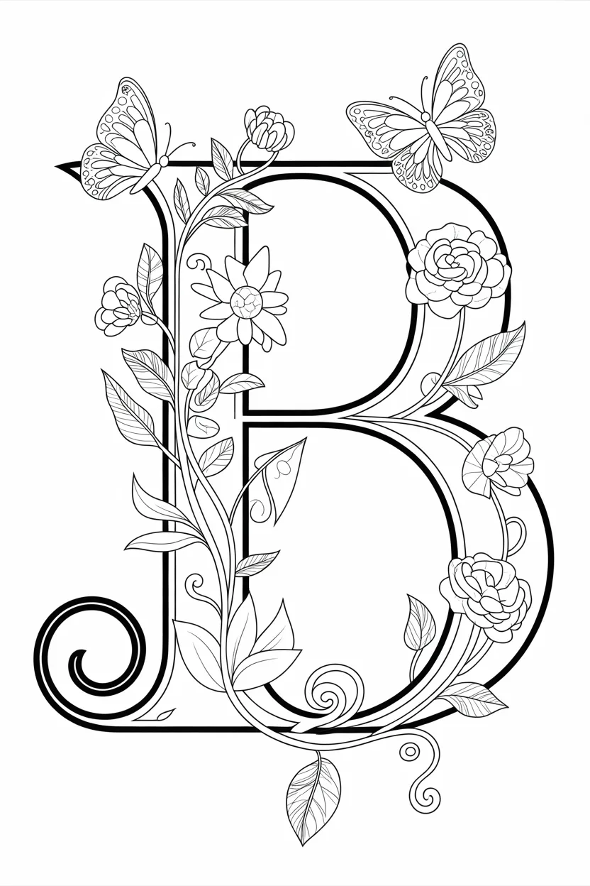 Alphabet letter Design 1 - Alphabet Letter B Coloring Pages Free Printable