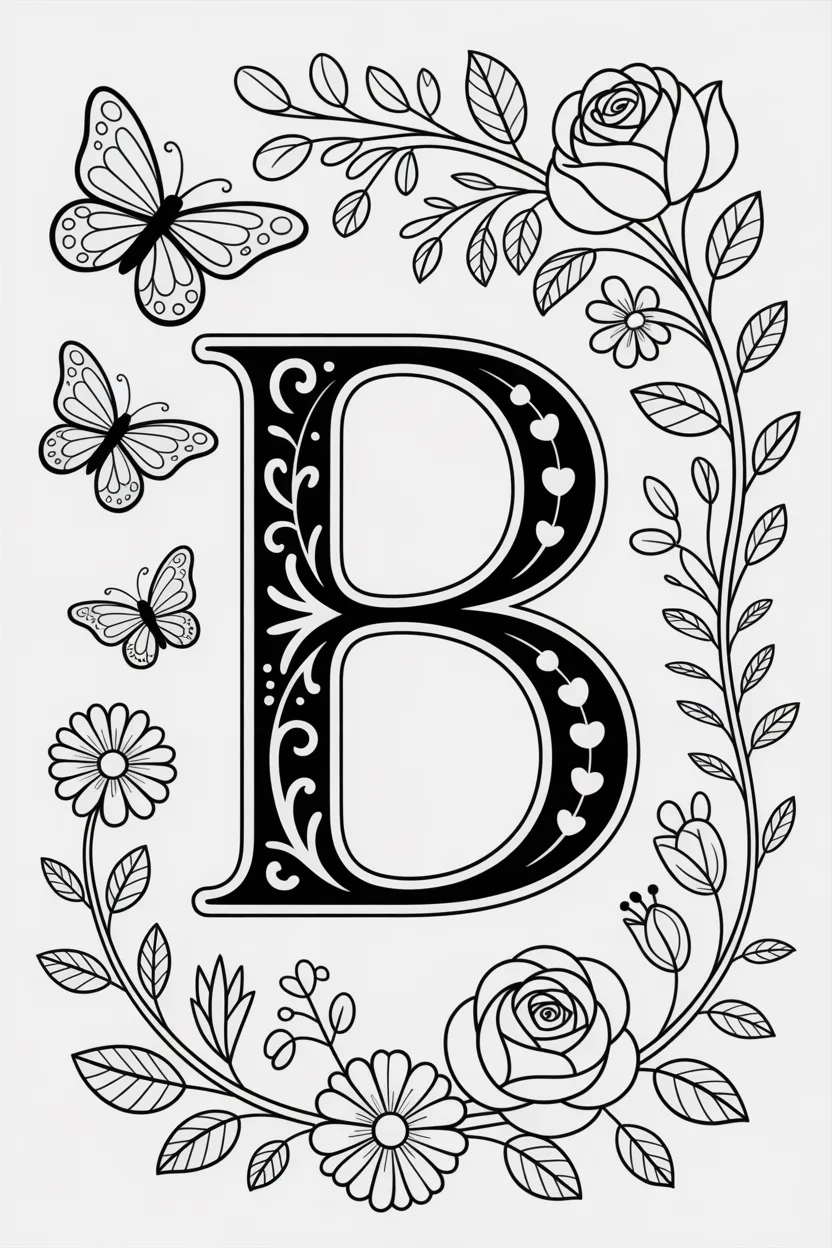Alphabet letter Design 2 - Alphabet Letter B Coloring Pages Free Printable