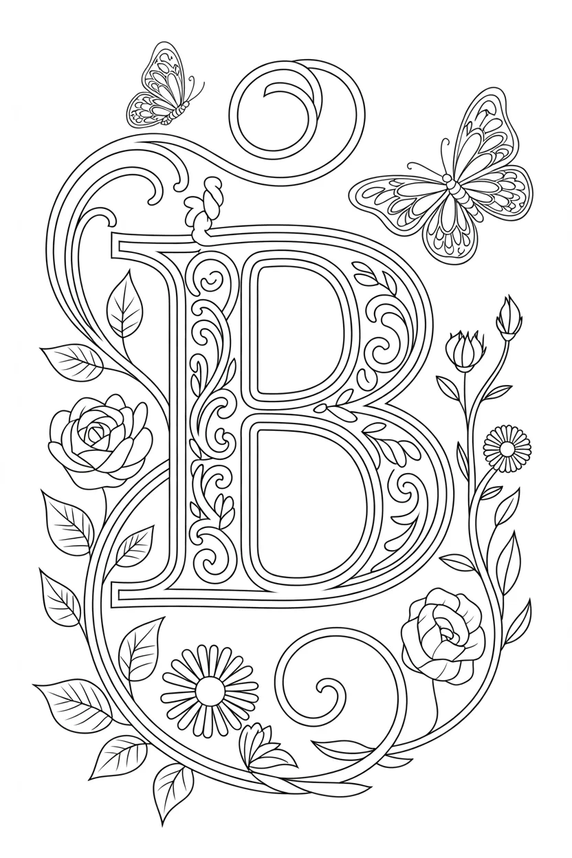 Alphabet letter Design 3 - Alphabet Letter B Coloring Pages Free Printable