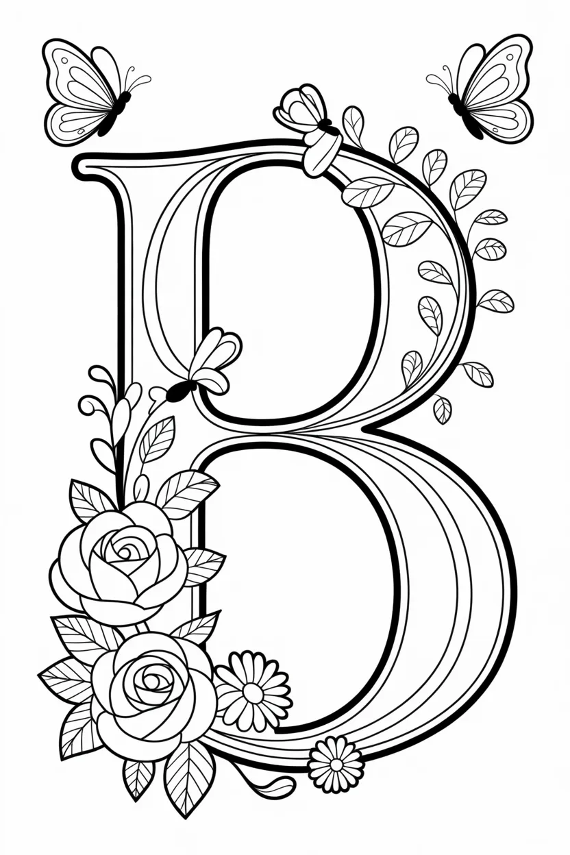 Alphabet letter Design 4 - Alphabet Letter B Coloring Pages Free Printable
