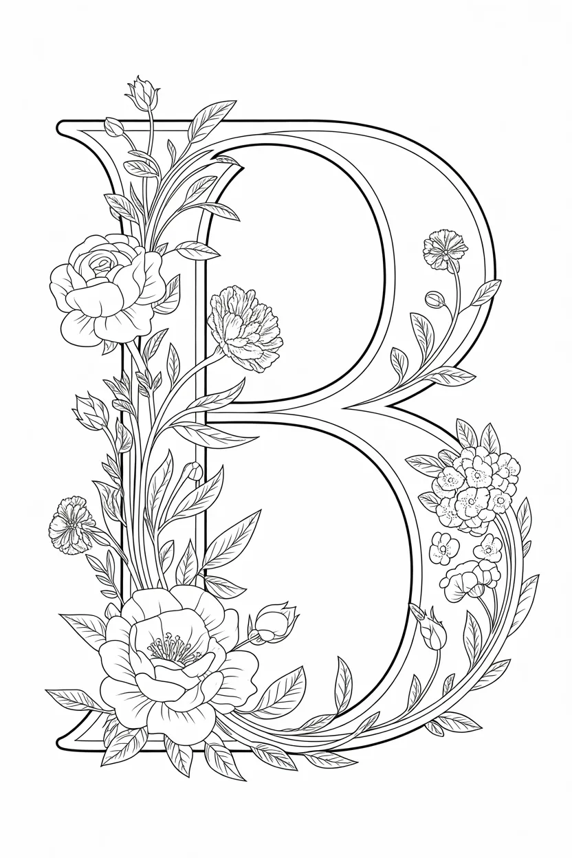 Alphabet letter Design 3 - Alphabet Letter B Coloring Pages Free Printable - Adorable