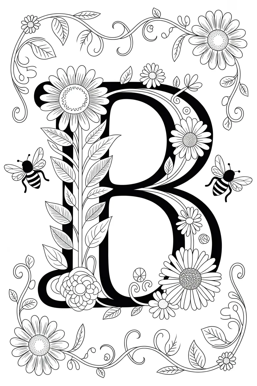 Alphabet letter colorng Design 1 - Alphabet Letter B Coloring Pages Free Printable - Creative