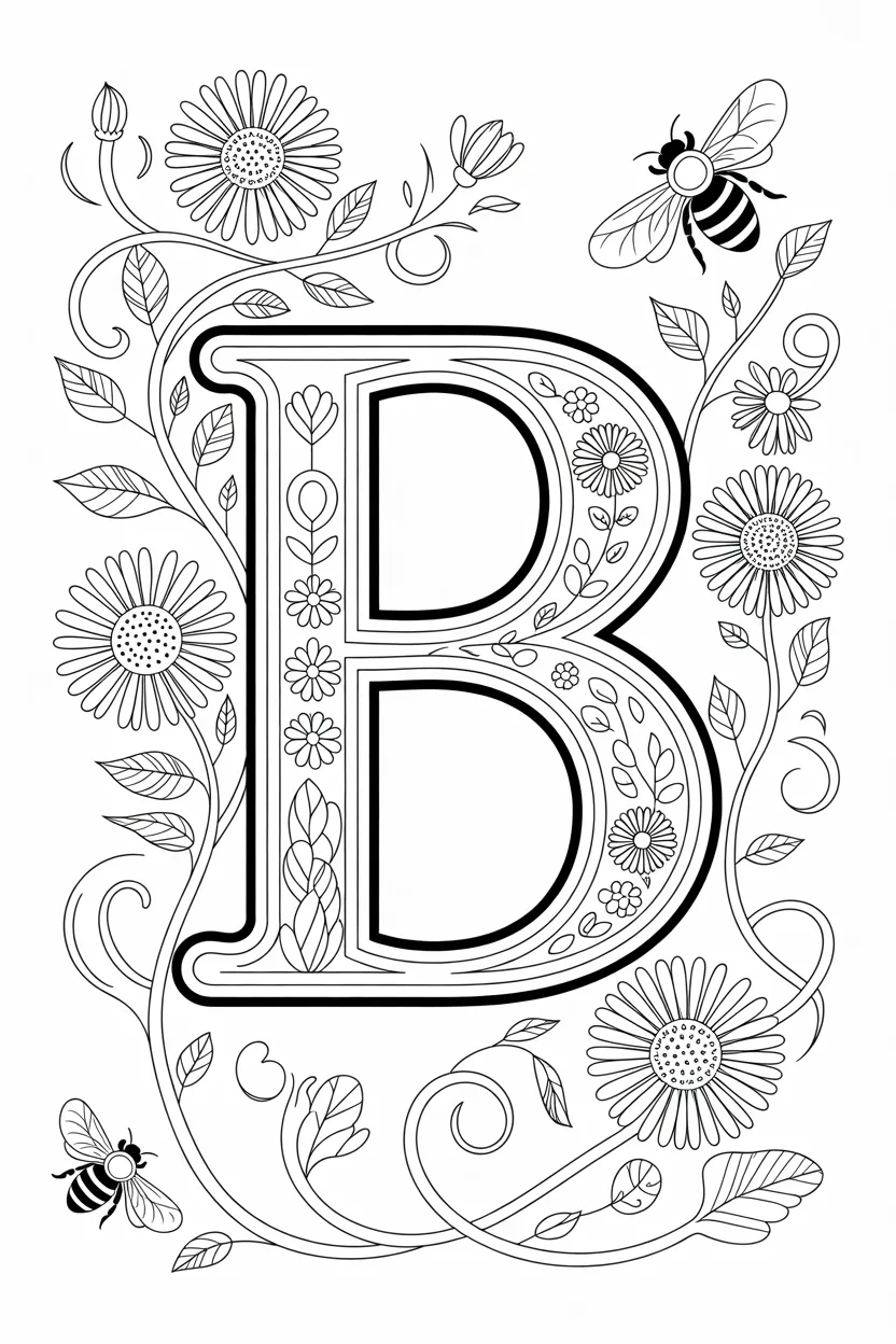 Alphabet letter colorng Design 2 - Alphabet Letter B Coloring Pages Free Printable - Creative