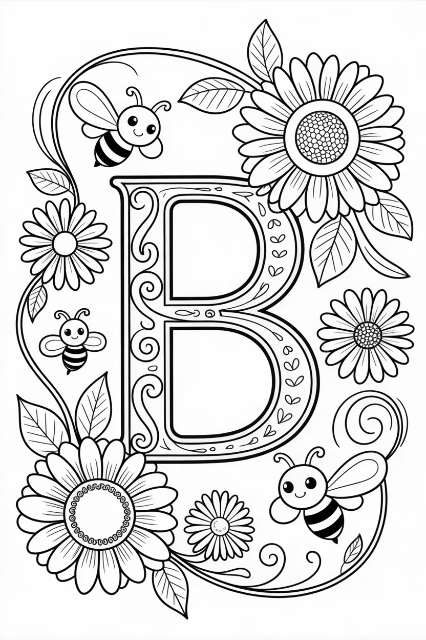 Alphabet letter colorng Design 3 - Alphabet Letter B Coloring Pages Free Printable - Creative