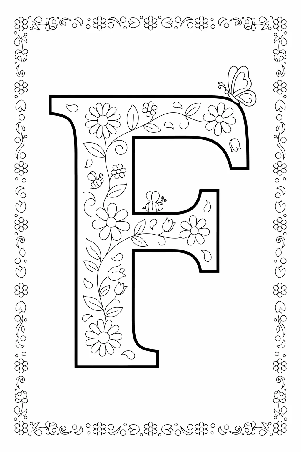Alphabet letter Design 1 - Alphabet Letter F Coloring Pages Free Printable