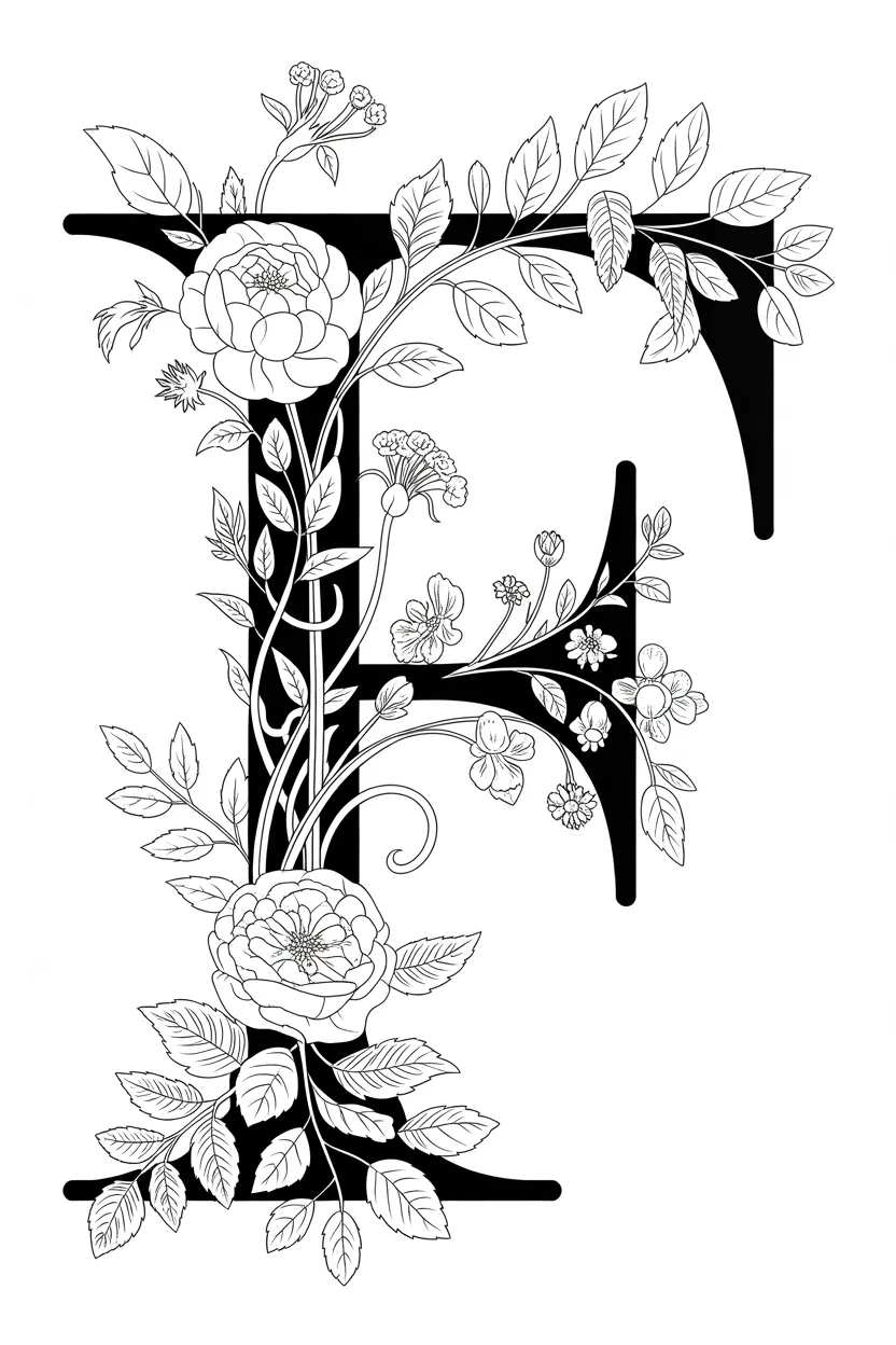 Alphabet letter Design 1 - Alphabet Letter F Coloring Pages Free Printable (5)