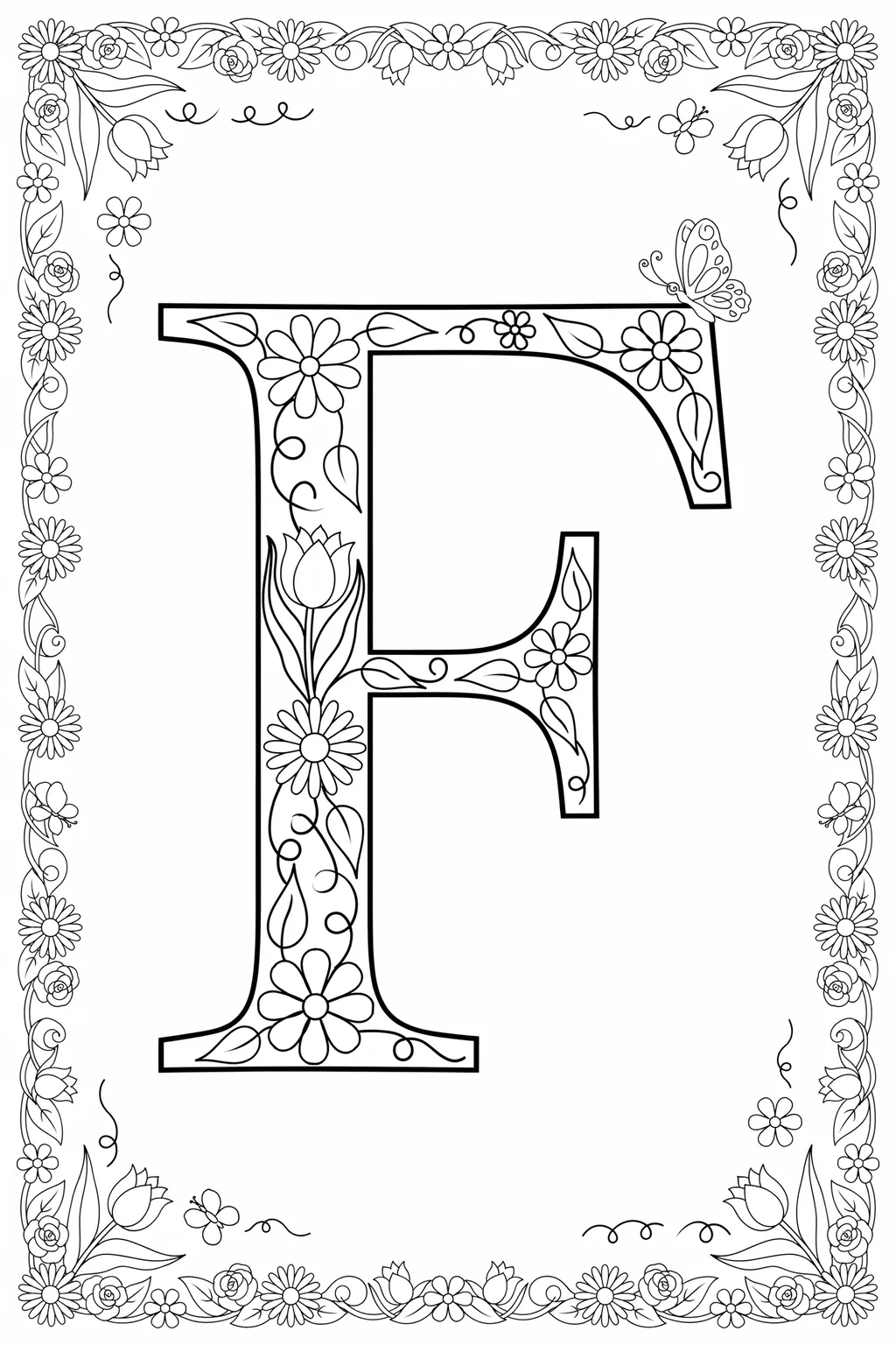 Alphabet letter Design 1 - Alphabet Letter F Coloring Pages Free Printable (2)