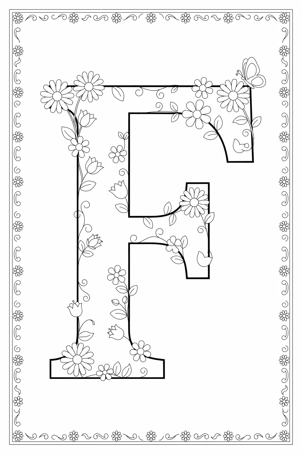 Alphabet letter Design 1 - Alphabet Letter F Coloring Pages Free Printable (3)