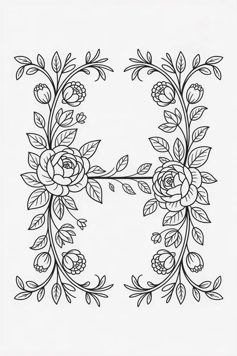 Alphabet letter Design 2 - Alphabet Letter H Coloring Pages Free Printable for Adults