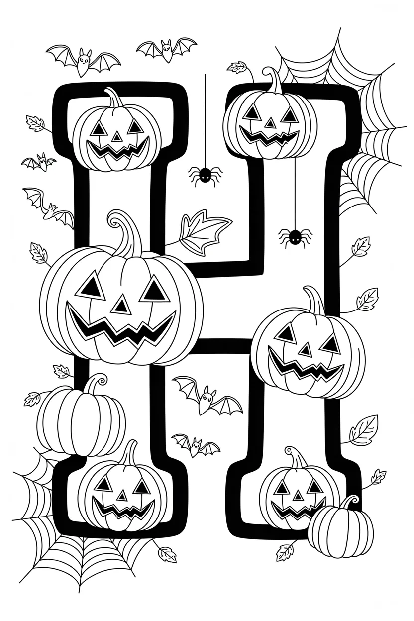 Alphabet letter Design 1 - Alphabet Letter H Coloring Pages Free Printable for Kids (2)