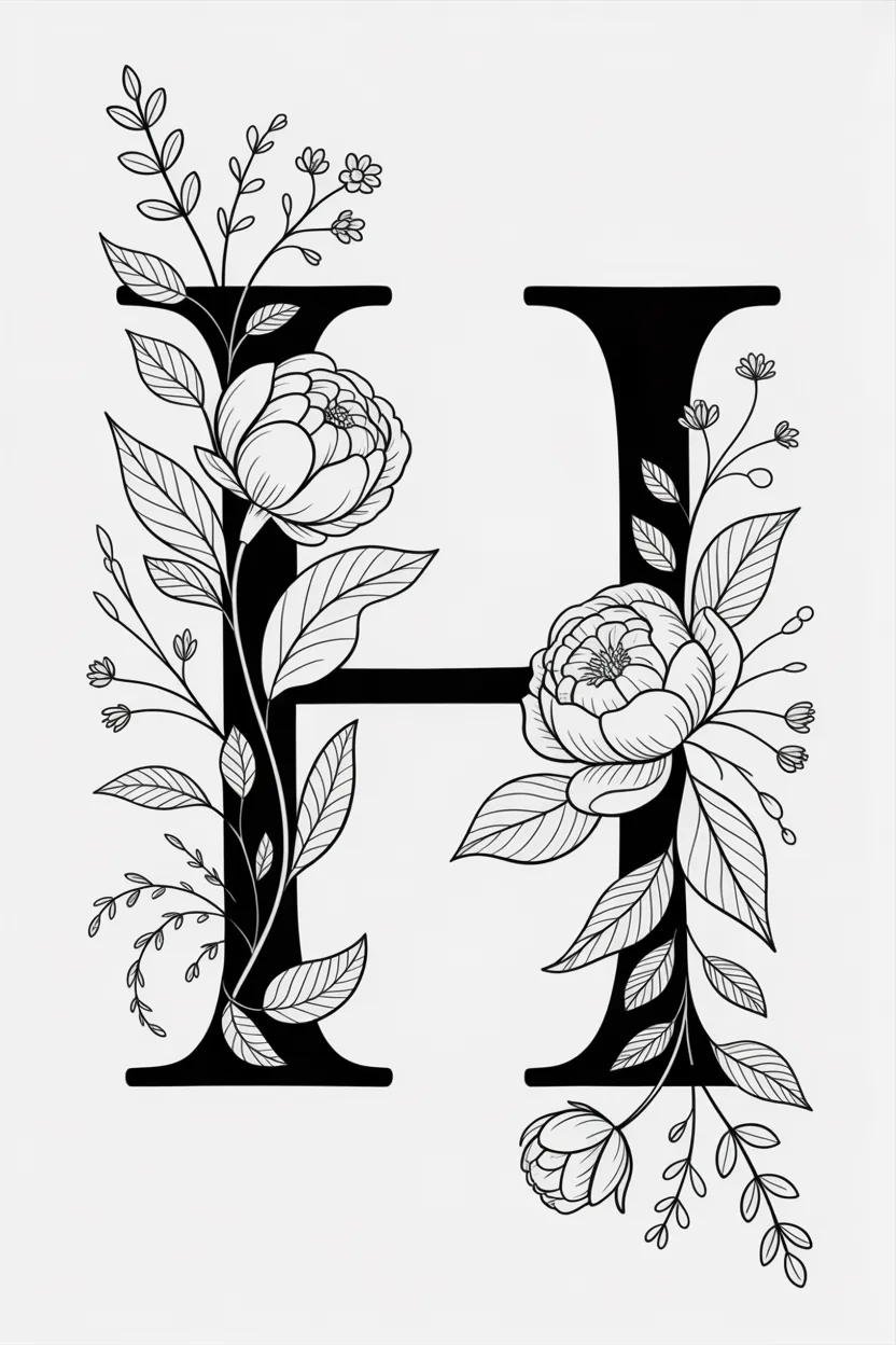 Alphabet letter Design 3 - alphabet letter H coloring pages free printable - Learning (2)