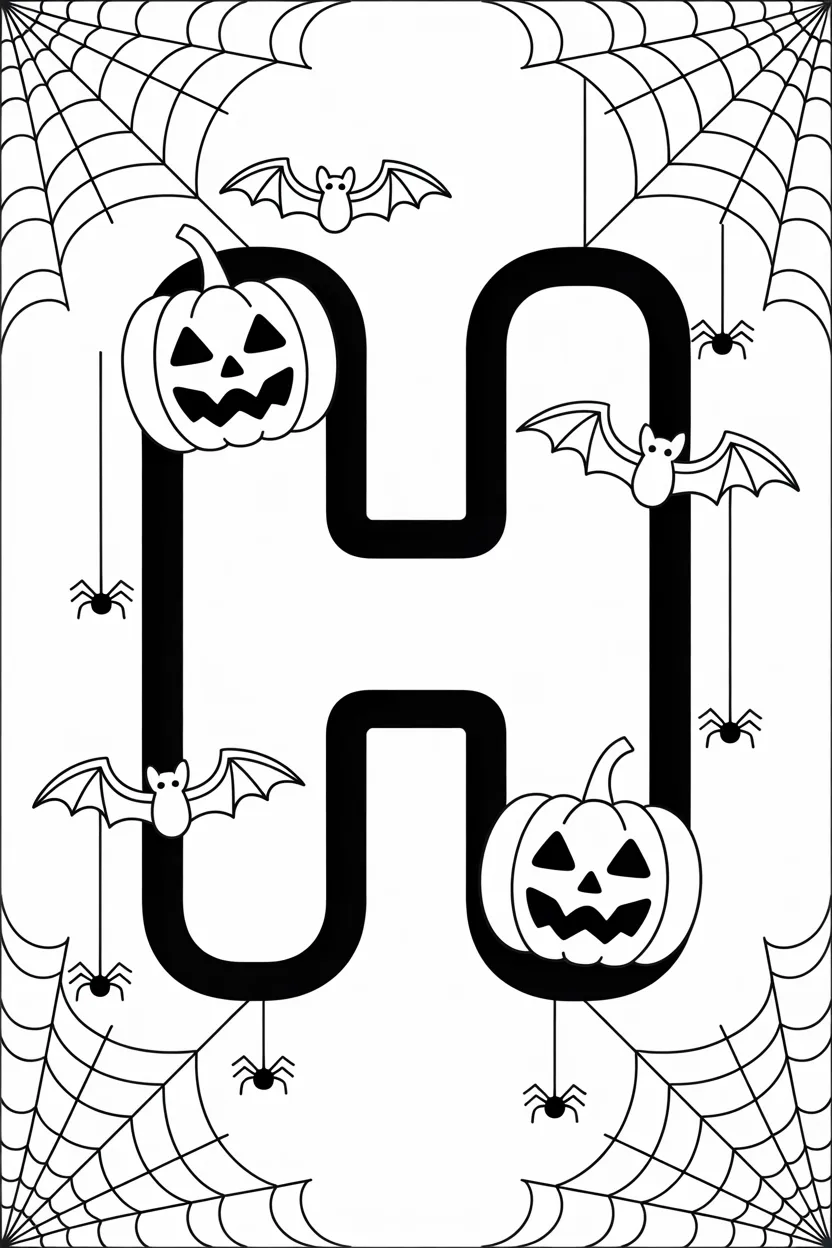 Alphabet letter Design 1 - Alphabet Letter H Coloring Pages Free Printable for Kids (3)